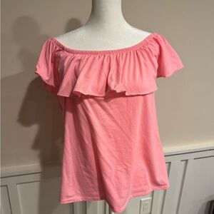 Lilly Pulitzer Pink Cap Sleeve Ruffled Blouse